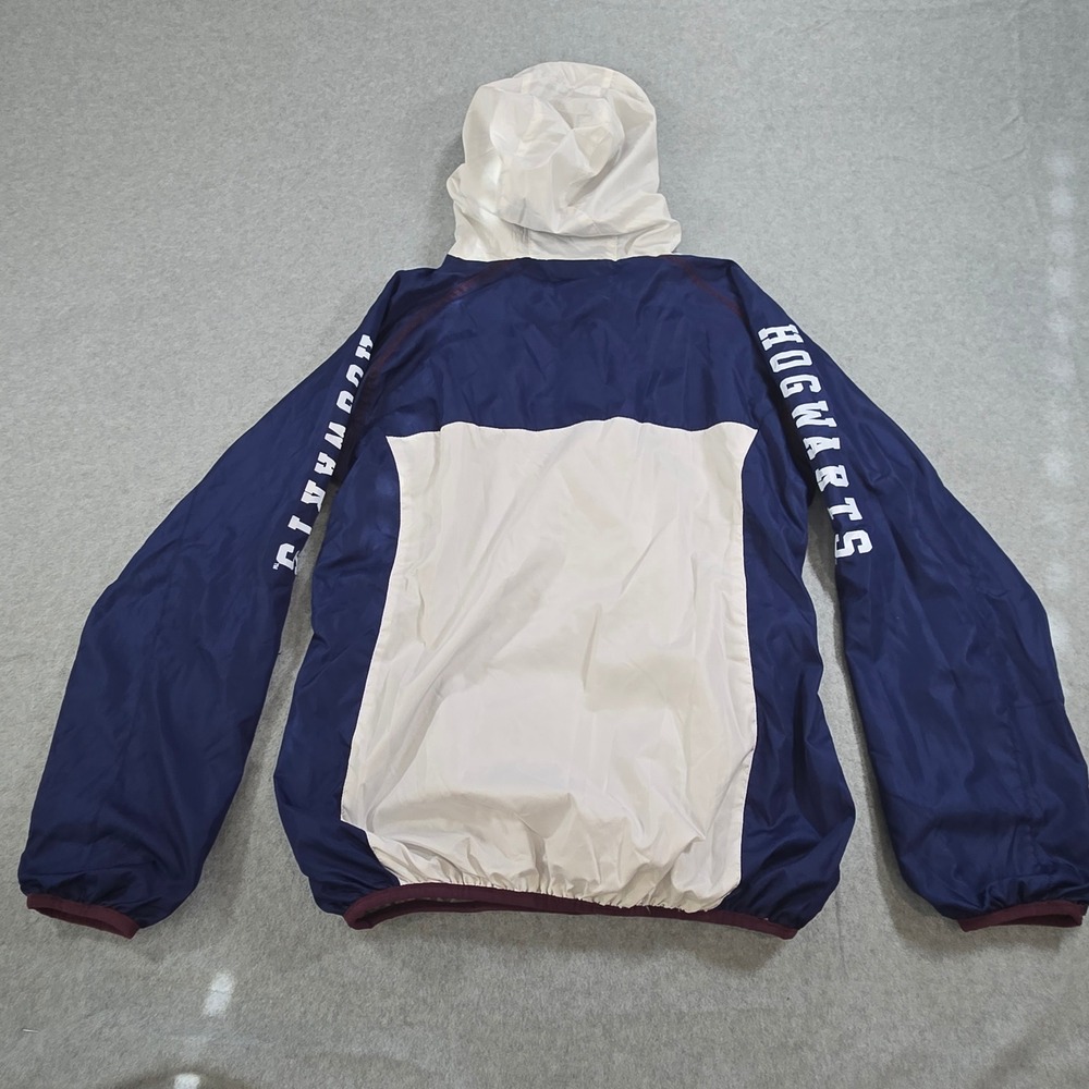 Harry Potter Hogwarts Windbreaker Jacket Navy White Full Zip Hooded Mens Small - Picture 3 of 8